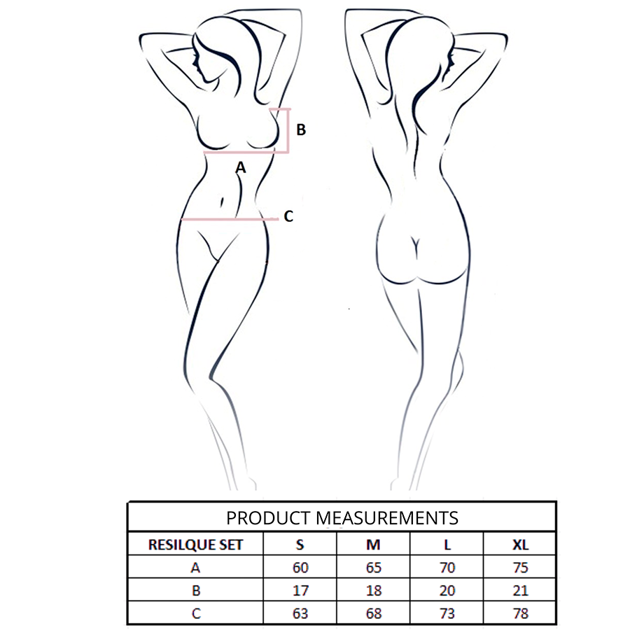 PASSION - RESILQUE BRA + THONG SET BLACK L/XL - NOCTURNA DESIRES