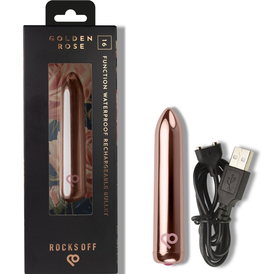ROCKS-OFF - RECHARGEABLE VIBRATING BULLET GOLDEN ROSE - NOCTURNA DESIRES