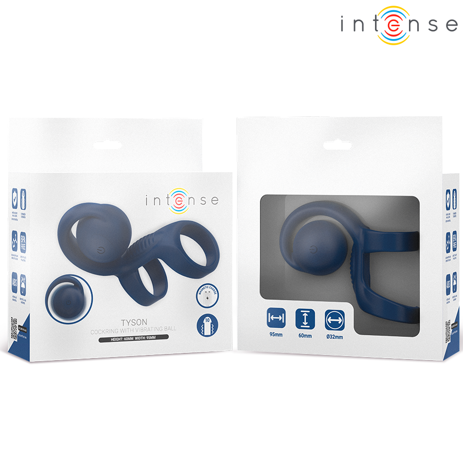 INTENSE - TYSON COCK RING WITH VIBRATING BALL Ø 3.2 CM - NOCTURNA DESIRES