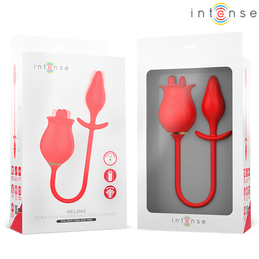 INTENSE - MELANIE DOUBLE CLITORIS STIMULATOR WITH ZIGZAG TONGUE - NOCTURNA DESIRES