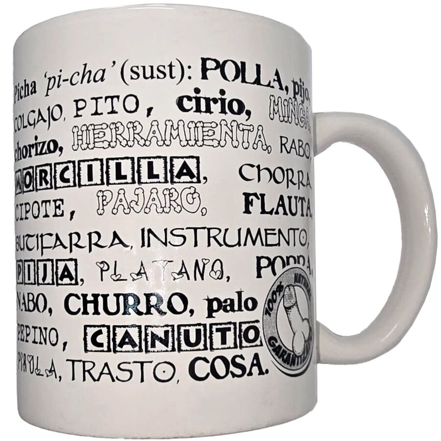 DIABLO PICANTE - WHITE MUG WITH PENIS SYNONYMS 370 ML - NOCTURNA DESIRES