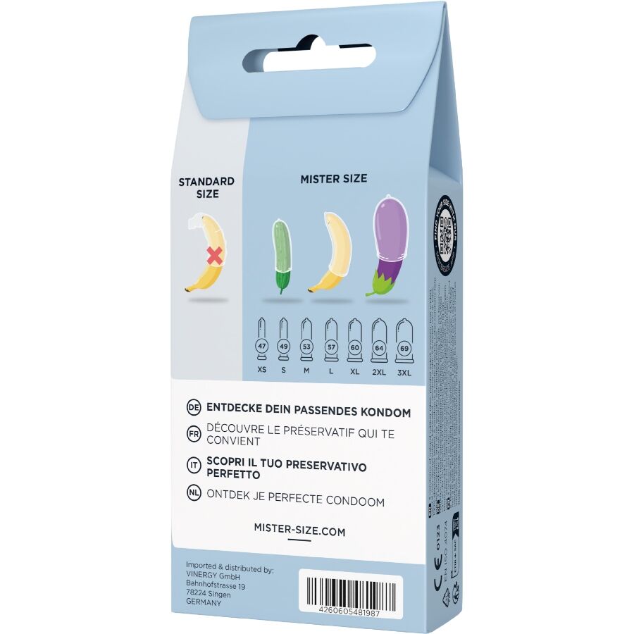 MISTER SIZE - TEST SET 3 DIFFERENT SIZED CONDOMS + MEASURING TAPE - NOCTURNA DESIRES