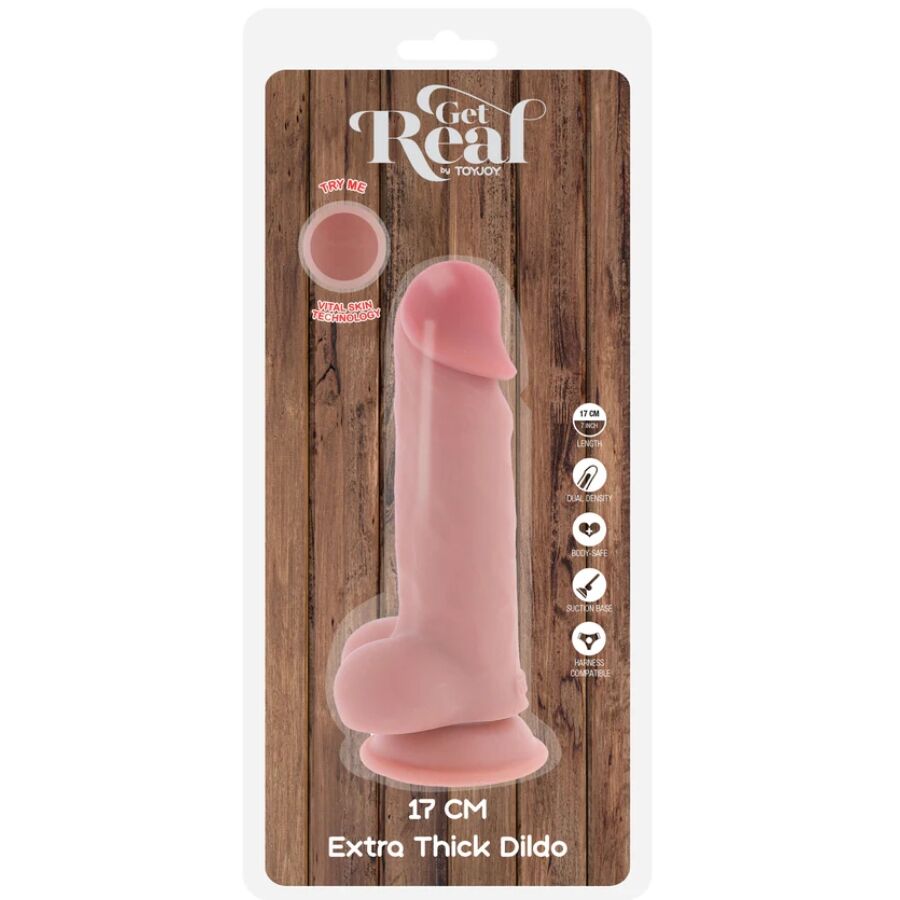 GET REAL - DELUXE REALISTIC PENIS WITH TESTICLES EXTRA THICK 17 CM - NOCTURNA DESIRES