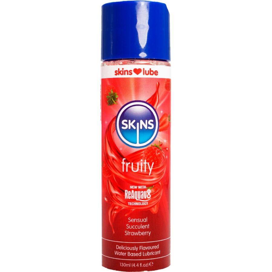 SKINS - FRUITY WATER-BASED LUBRICANT STRAWBERRY 130 ML - NOCTURNA DESIRES