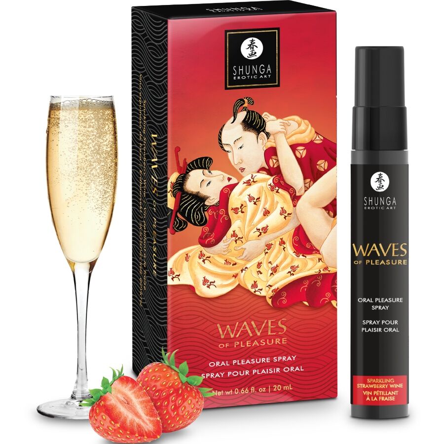 SHUNGA - WAVES PLEASURE SPRAY ORAL SEDUCTIVE STRAWBERRY 20 ML - NOCTURNA DESIRES