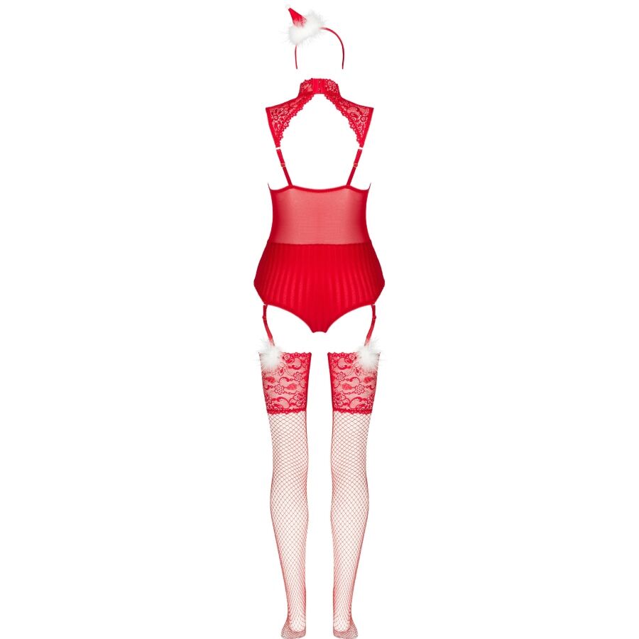 LIVCO CORSETTI FASHION - LIMPID SNOWFLAKES LC 90604 BODY + STOCKINGS + CHRISTMAS HEADBAND S/M - NOCTURNA DESIRES