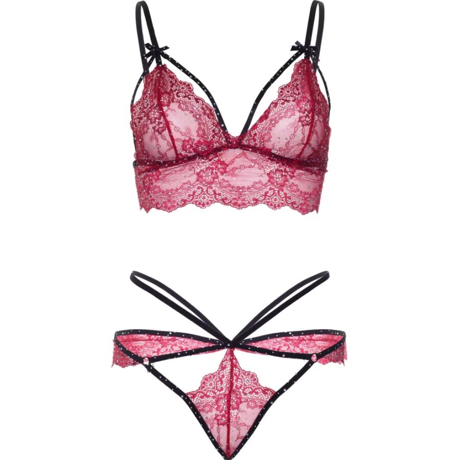 LEG AVENUE - 81623 BRA + THONG SET BURGUNDY SIZE S - NOCTURNA DESIRES