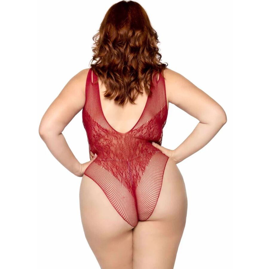 LEG AVENUE - 81641X SEAMLESS BODYSUIT BURGUNDY SIZE 1X/2X - NOCTURNA DESIRES
