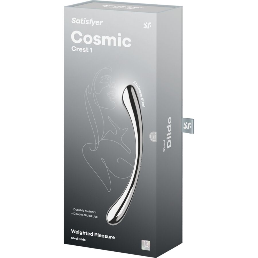 SATISFYER - COSMIC CREST 1 STAINLESS STEEL DOUBLE-ENDED DILDO - NOCTURNA DESIRES