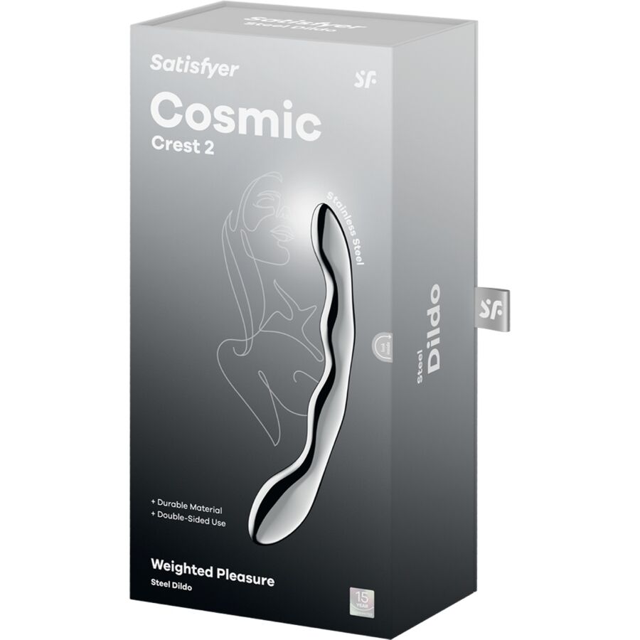 SATISFYER - COSMIC CREST 2 STAINLESS STEEL DOUBLE-ENDED DILDO - NOCTURNA DESIRES