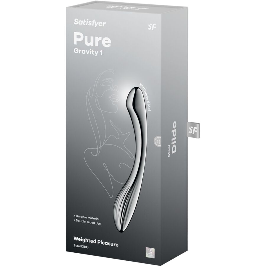 SATISFYER - PURE GRAVITY 1 STAINLESS STEEL DOUBLE-ENDED DILDO - NOCTURNA DESIRES