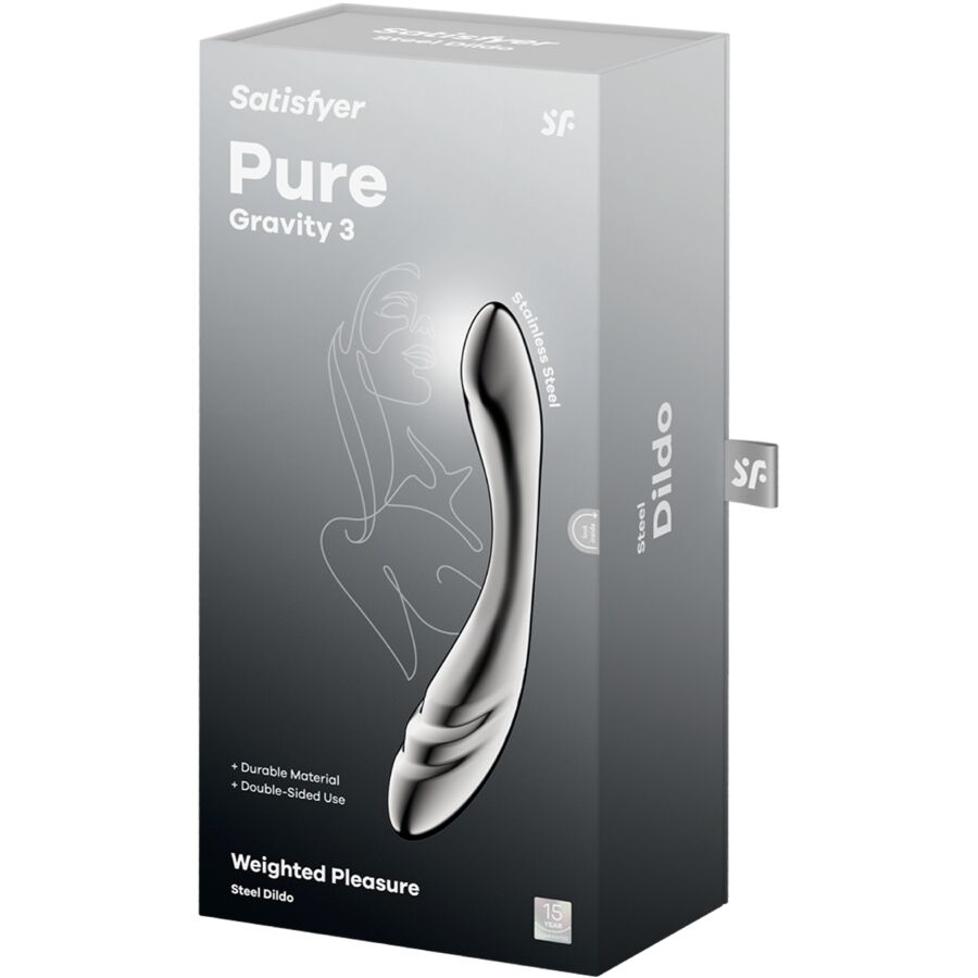 SATISFYER - PURE GRAVITY 3 STAINLESS STEEL DOUBLE-ENDED DILDO - NOCTURNA DESIRES