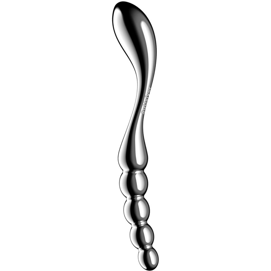 SATISFYER - STAR FORCE 1 STAINLESS STEEL DOUBLE-ENDED DILDO - NOCTURNA DESIRES