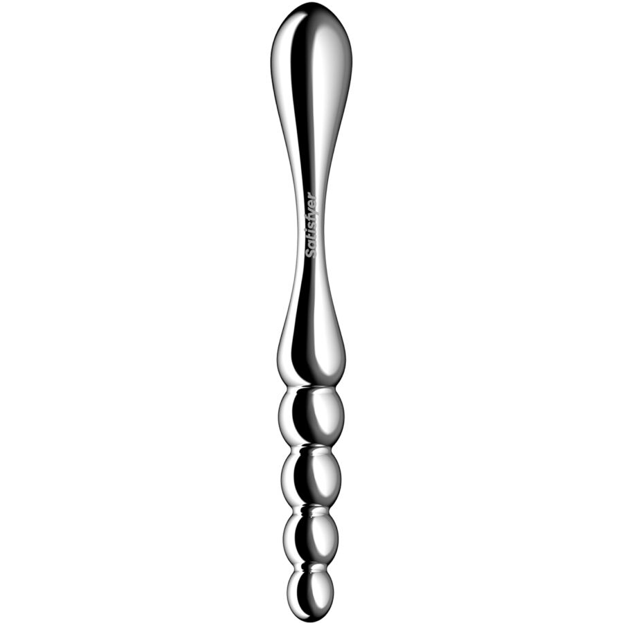SATISFYER - STAR FORCE 1 STAINLESS STEEL DOUBLE-ENDED DILDO - NOCTURNA DESIRES