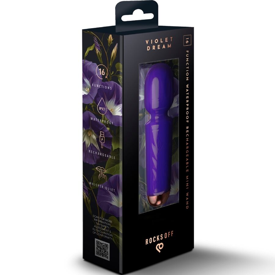 ROCKS-OFF - MINI RECHARGEABLE WAND 16 FUNCTIONS VIOLET DREAM - NOCTURNA DESIRES