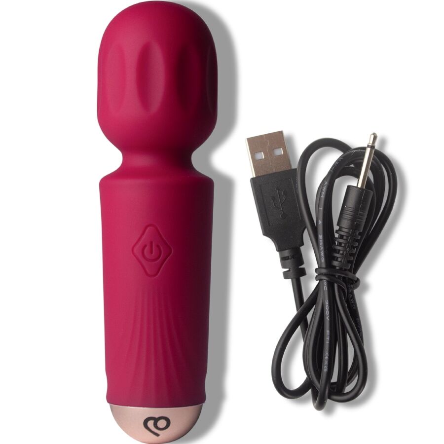 ROCKS-OFF - MINI RECHARGEABLE WAND 16 FUNCTIONS AZALEA RED - NOCTURNA DESIRES