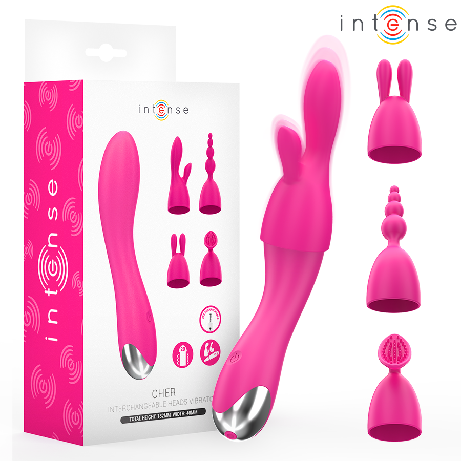 INTENSE - CHER VIBRATOR WITH 20 PATTERNS AND INTERCHANGEABLE HEADS - NOCTURNA DESIRES