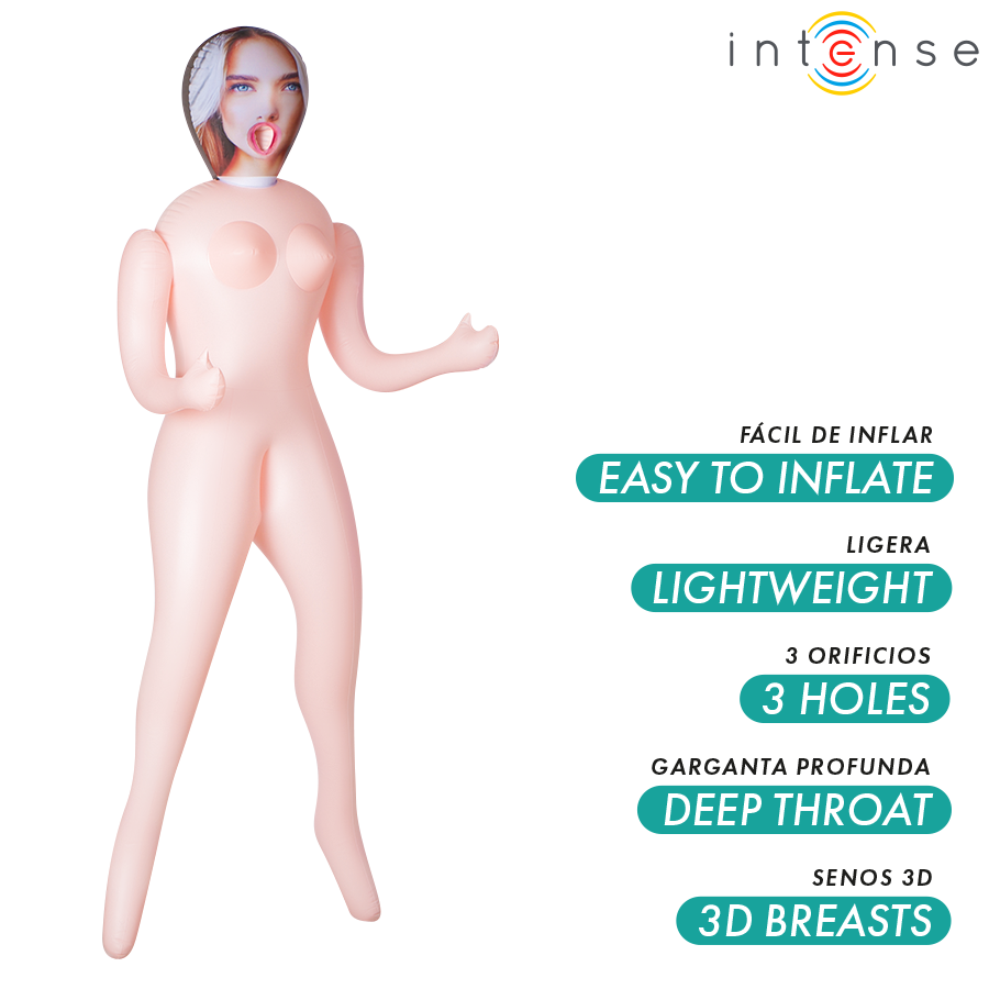 INTENSE DOLLS - NICOLE INFLATABLE DOLL WITH THREE ORIFICES - NOCTURNA DESIRES
