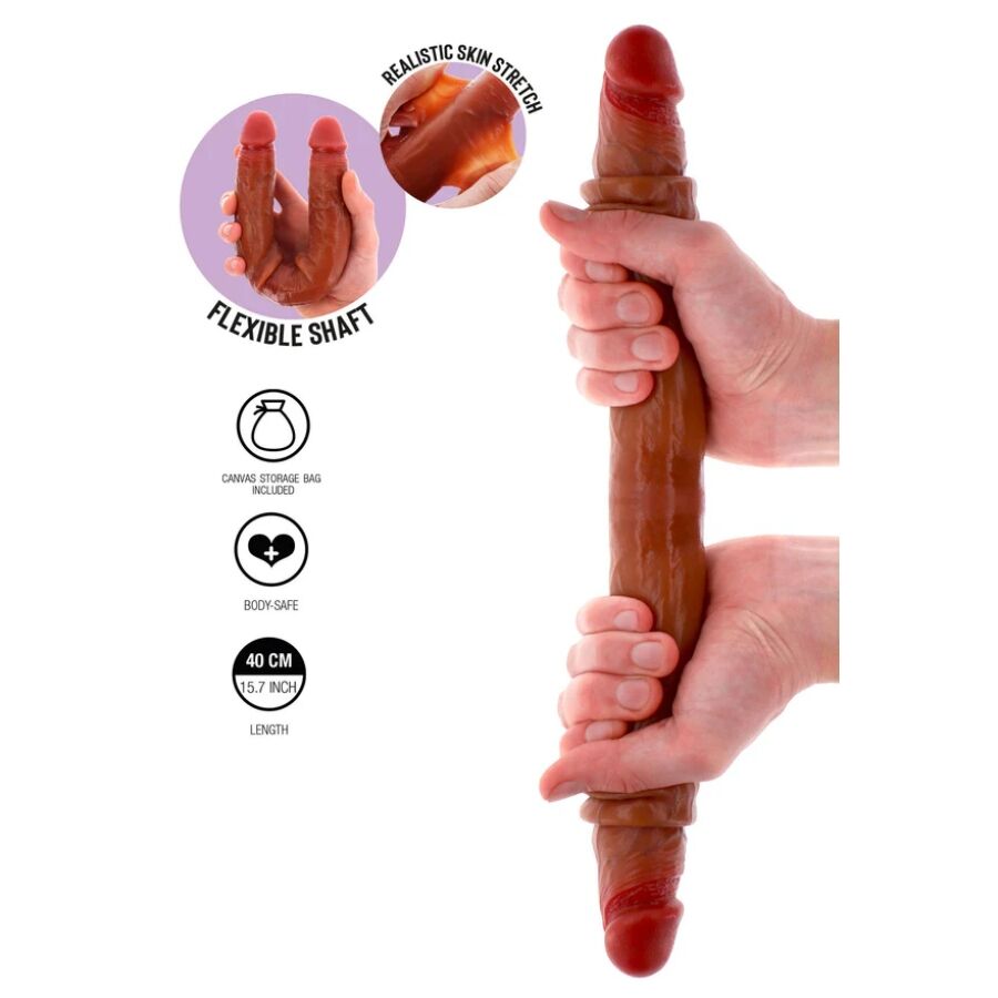 GET REAL - DOUBLE-ENDED SILICONE DILDO CARAMEL 40 CM - NOCTURNA DESIRES
