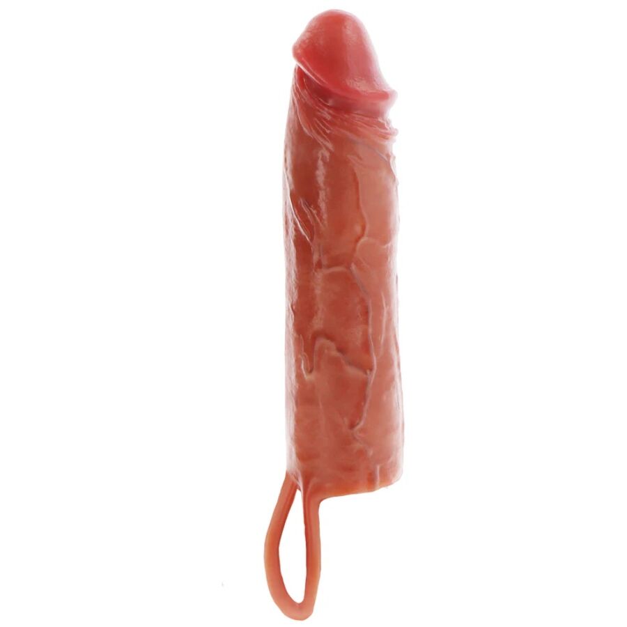 GET REAL - HYDRATED SKIN SILICONE PENIS SLEEVE CARAMEL 20 CM - NOCTURNA DESIRES