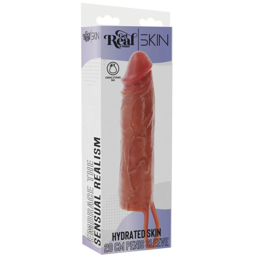 GET REAL - HYDRATED SKIN SILICONE PENIS SLEEVE CARAMEL 20 CM - NOCTURNA DESIRES