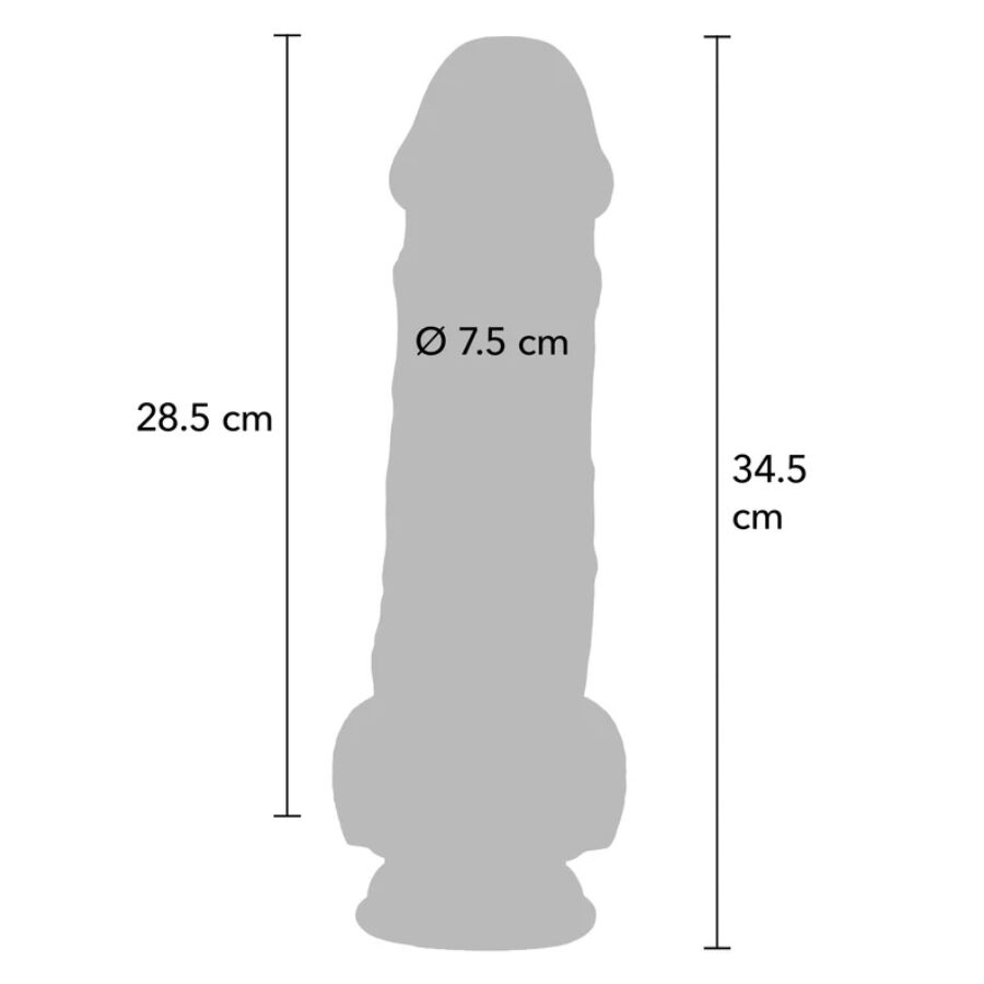 GET REAL - DELUXE REALISTIC PENIS WITH TESTICLES EXTRA THICK 34.5 CM - NOCTURNA DESIRES