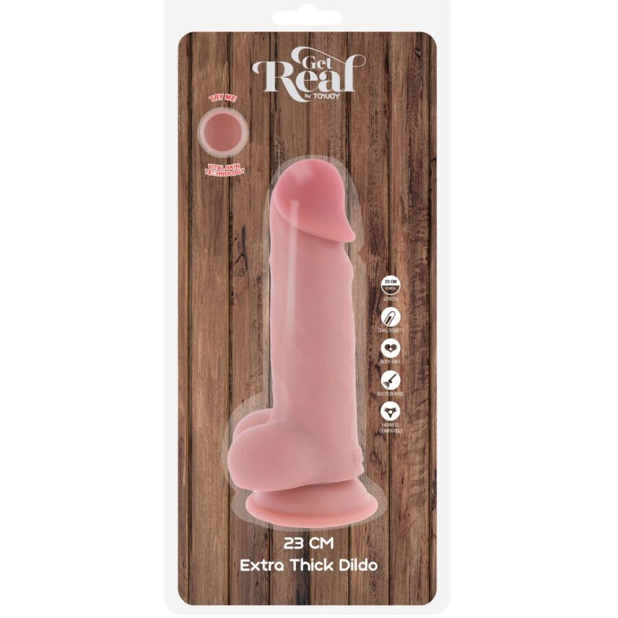 GET REAL - DELUXE REALISTIC PENIS WITH TESTICLES EXTRA THICK 23 CM - NOCTURNA DESIRES