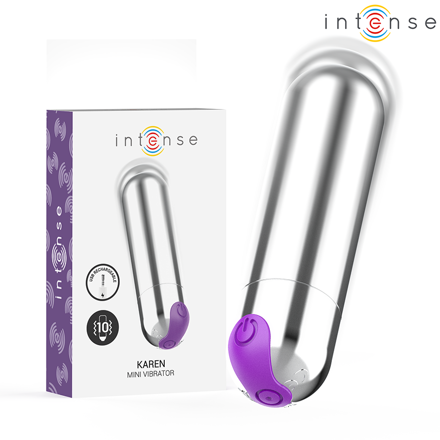 INTENSE - KAREN MINI RECHARGEABLE VIBRATING BULLET SILVER - NOCTURNA DESIRES