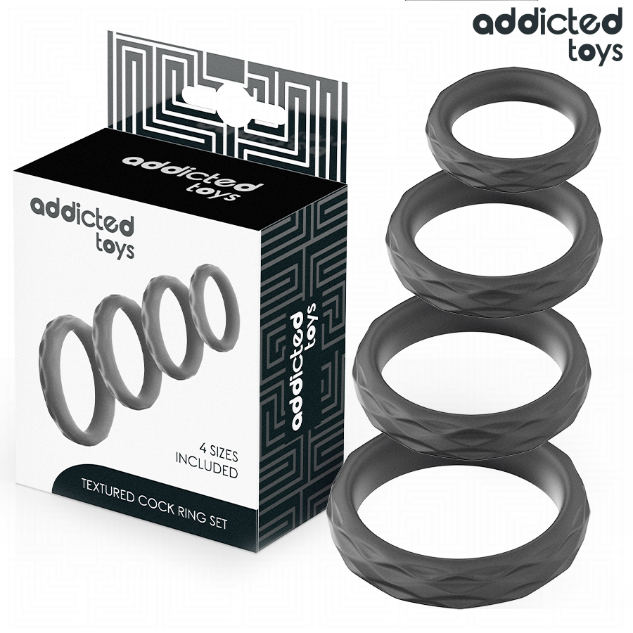 ADDICTED TOYS - TEXTURED COCK RING SET 4 SIZES - NOCTURNA DESIRES