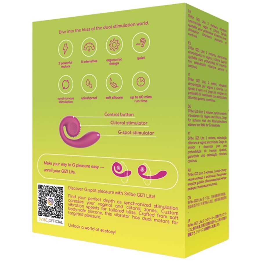 SNAIL VIBE - GIZI LITE DUAL G-SPOT & CLITORAL PINK VIBRATOR - NOCTURNA DESIRES