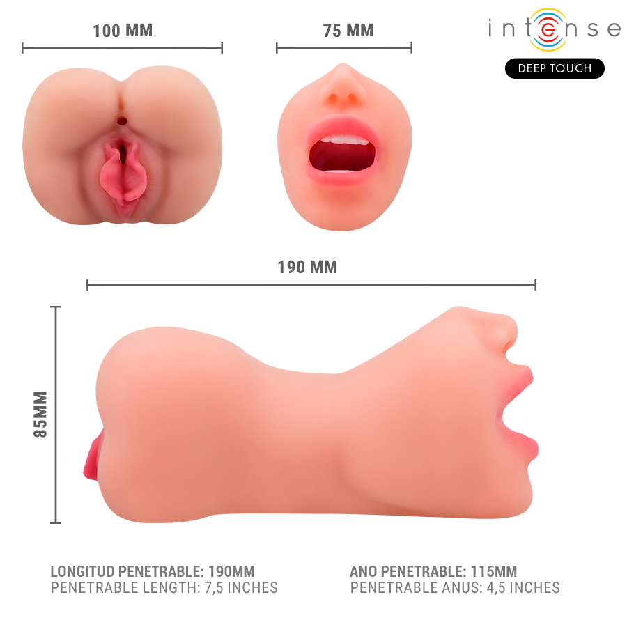 INTENSE DEEP TOUCH - RILEY DOUBLE MOUTH & VAGINA MASTURBATOR - NOCTURNA DESIRES