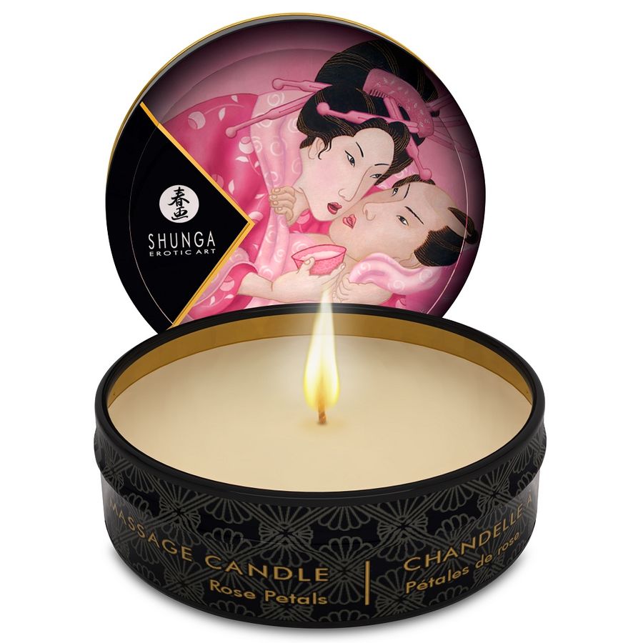 SHUNGA - MINI CARESS BY CANDELIGHT ROSES MASSAGE CANDLE 30 ML SHUNGA CANDLES NOCTURNA DESIRES