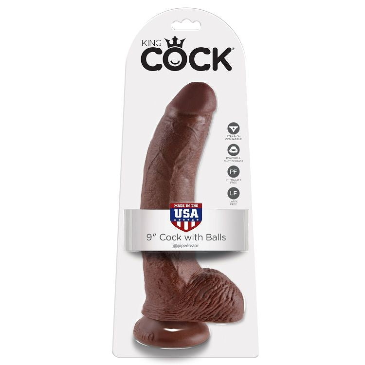 KING COCK - 9 DILDO BROWN WITH BALLS 22.9 CM KING COCK NOCTURNA DESIRES