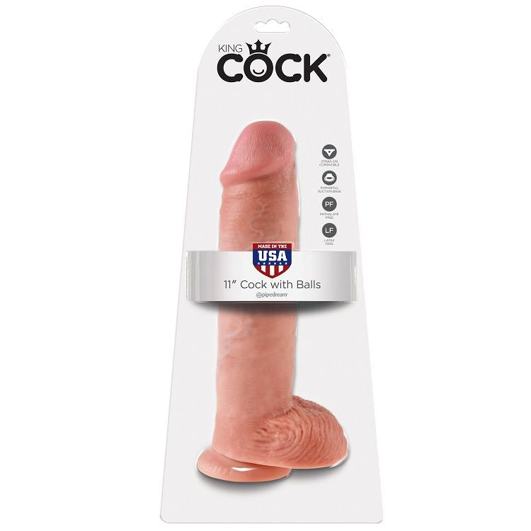 KING COCK - 11 DILDO FLESH WITH BALLS 28 CM KING COCK NOCTURNA DESIRES