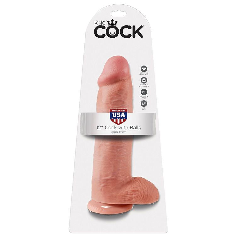 KING COCK - 12 DILDO FLESH WITH BALLS 30.48 CM KING COCK NOCTURNA DESIRES