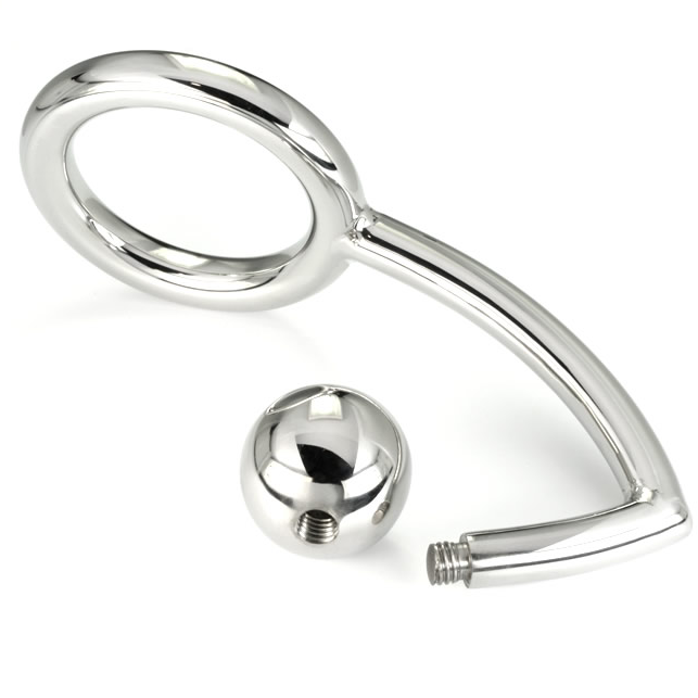 METAL HARD - COCK RING RING WITH ANAL INTRUDER HOOK 45MM METAL HARD NOCTURNA DESIRES