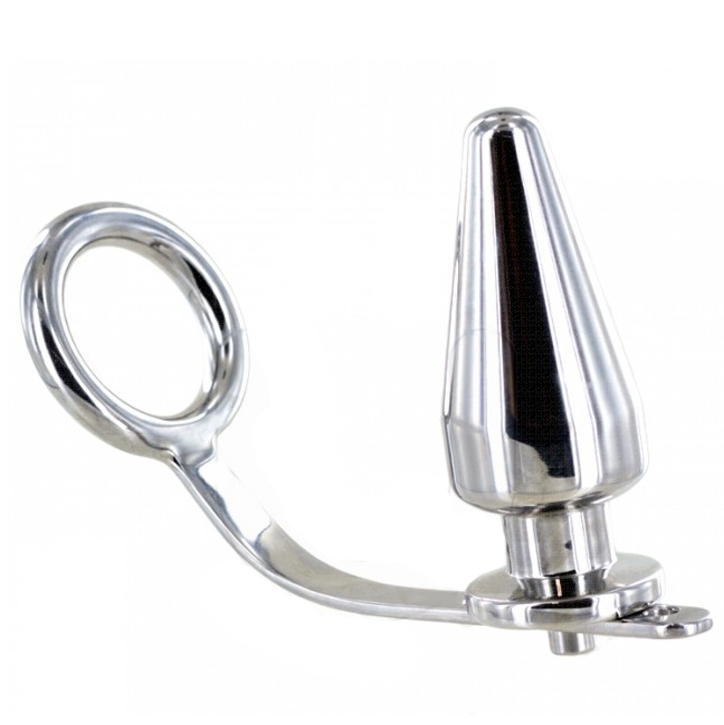 METAL HARD - STEEL RING WITH ANAL PLUG 80 X 55 MM METAL HARD NOCTURNA DESIRES