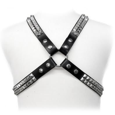 LEATHER BODY - PYRAMID STUD HARNESS LEATHER BODY NOCTURNA DESIRES
