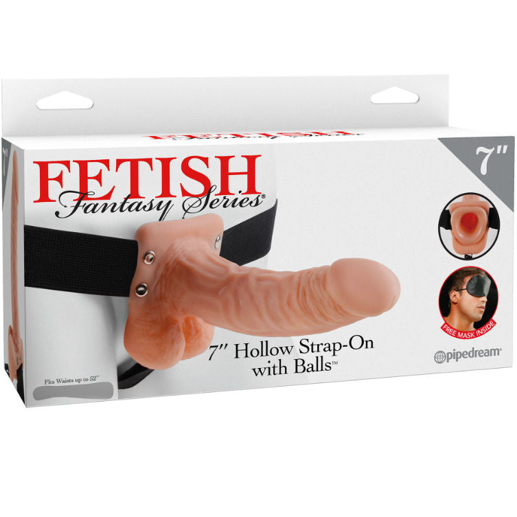 FETISH FANTASY SERIES - SERIES 7 HOLLOW STRAP-ON WITH BALLS 17.8CM FLESH FETISH FANTASY SERIES NOCTURNA DESIRES