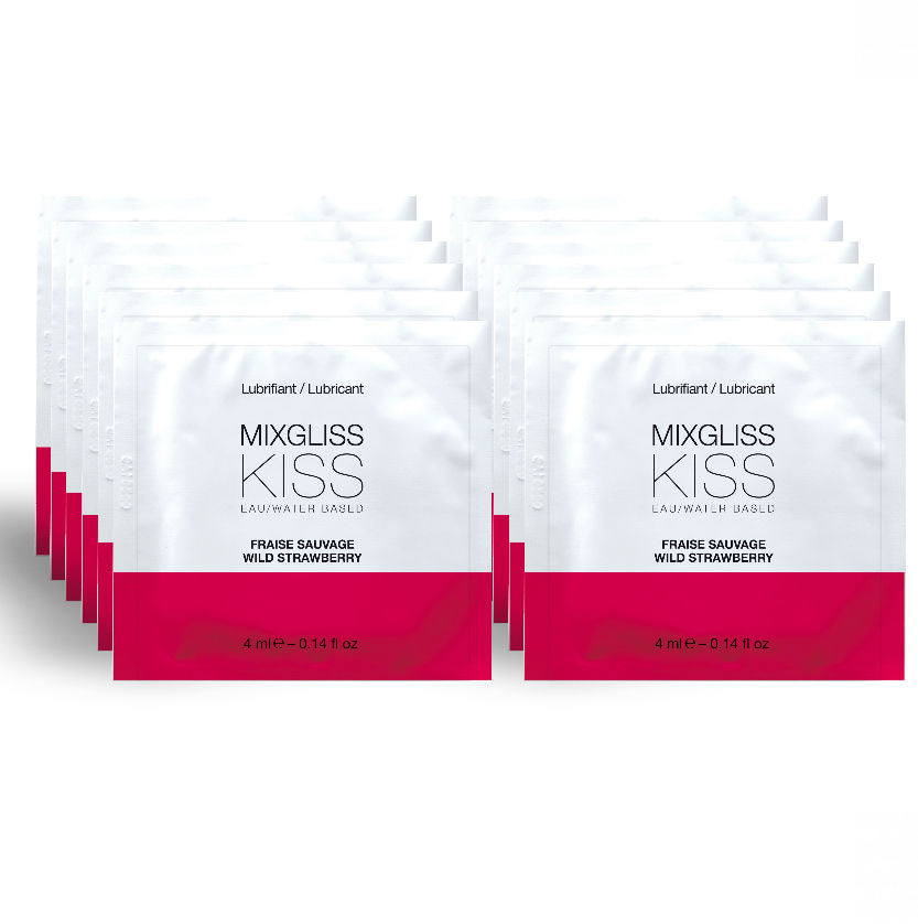 MIXGLISS - WATER BASED LUBRICANT STRAWBERRY FLAVOR 12 SINGLE DOSE 4 ML MIXGLISS NOCTURNA DESIRES