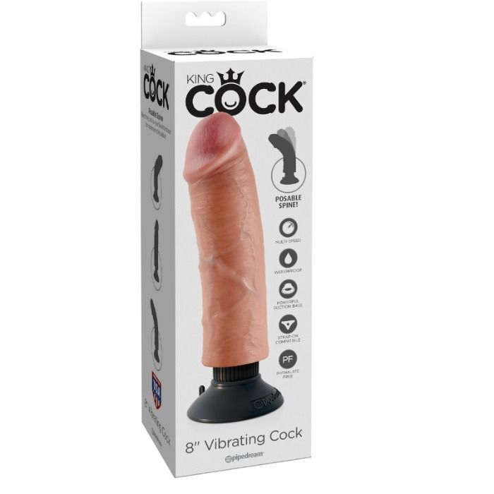 KING COCK - 20.32 CM VIBRATING COCK FLESH KING COCK NOCTURNA DESIRES