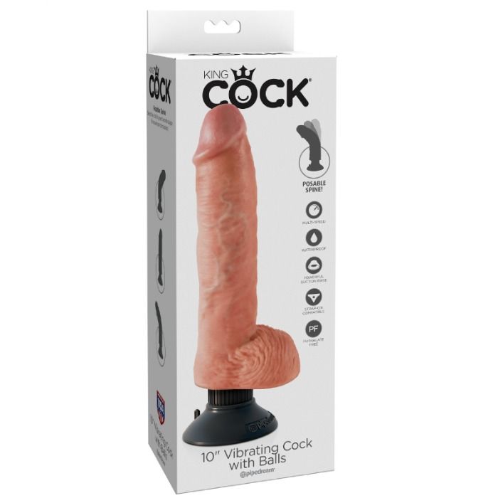 KING COCK - 25.5 CM VIBRATING COCK WITH BALLS FLESH KING COCK NOCTURNA DESIRES