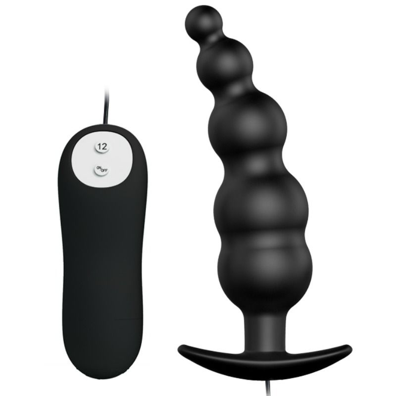 PRETTY LOVE - ANAL PLUG SILICONE EXTRA STIMULATION AND 12 VIBRATION MODES BLACK REMOTE CONTROL PRETTY LOVE BOTTOM NOCTURNA DESIRES