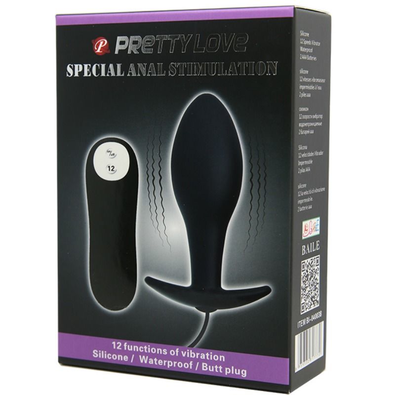 PRETTY LOVE - ANAL PLUG ANCHOR FORM SILICONE 12 VIBRATION MODES BLACK PRETTY LOVE PARTY UP NOCTURNA DESIRES