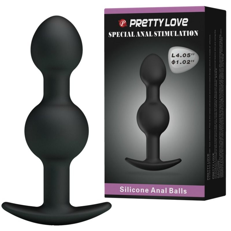 PRETTY LOVE - SPECIAL STIMULATION SILICONE ANAL BALLS 10.3 CM BLACK - NOCTURNA DESIRES