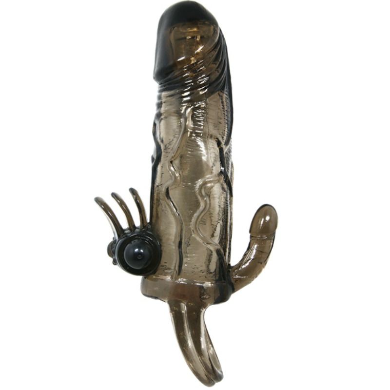 BAILE - BRAVE MAN PENIS COVER WITH CLIT AND ANAL STIMULATION DOUBLE BULLET BLACK 16.5 CM BAILE FOR HIM NOCTURNA DESIRES