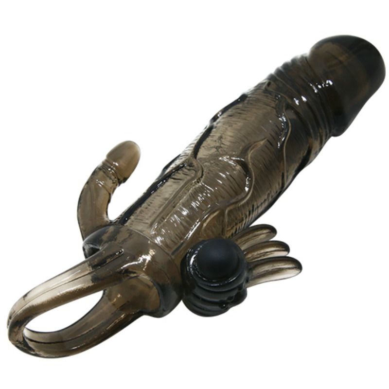 BAILE - BRAVE MAN PENIS COVER WITH CLIT AND ANAL STIMULATION DOUBLE BULLET BLACK 16.5 CM BAILE FOR HIM NOCTURNA DESIRES