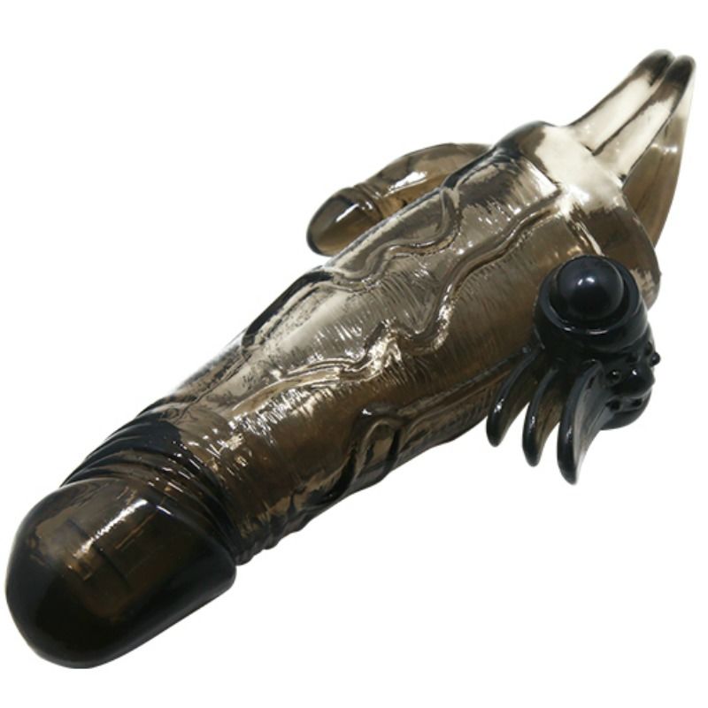 BAILE - BRAVE MAN PENIS COVER WITH CLIT AND ANAL STIMULATION DOUBLE BULLET BLACK 16.5 CM BAILE FOR HIM NOCTURNA DESIRES