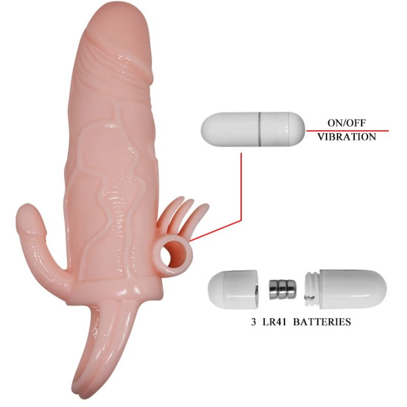BAILE - BRAVE MAN PENIS COVER WITH CLIT AND ANAL STIMULATION FLESH 16.5 CM BAILE FOR HIM NOCTURNA DESIRES