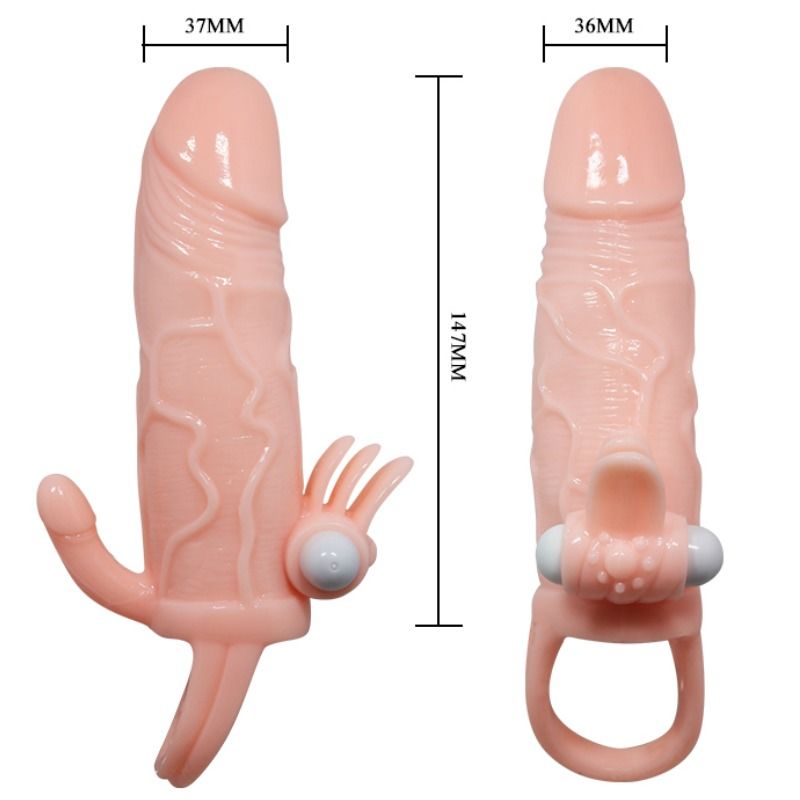 BAILE - BRAVE MAN PENIS COVER WITH CLIT AND ANAL STIMULATION FLESH 16.5 CM BAILE FOR HIM NOCTURNA DESIRES